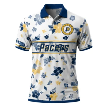 Indiana Pacers Polo Shirt - Customized Floral Pinstripe Blue White