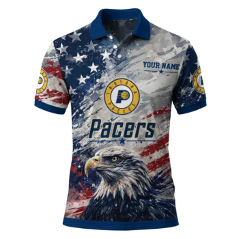 Indiana Pacers Polo Shirt - Customized Star Brushstrokes Blue