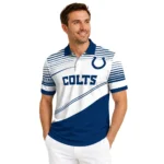 Indianapolis Colts Polo Shirt Custom Slanted Stripes Blue White Best Selling