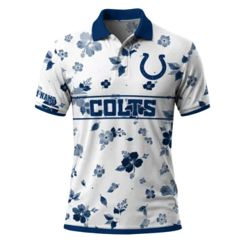 Indianapolis Colts Polo Shirt Customized Floral Pinstripe Blue White Best Selling