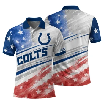 Indianapolis Colts Polo Shirt Customized Star Stripes Red Blue Fashion Forward