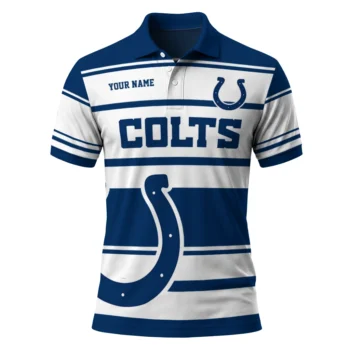 Indianapolis Colts Polo Shirt Personalized Horizontal Blocks Blue Best Selling