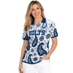 Indianapolis Colts Polo Shirt Personalized Paisley Florals Blue White Best Selling