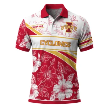 Iowa State Cyclones Polo Shirt Custom Floral Angles Red White Best Selling
