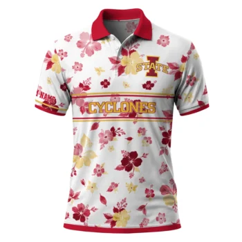 Iowa State Cyclones Polo Shirt Custom Floral Pinstripe Red White Best Selling