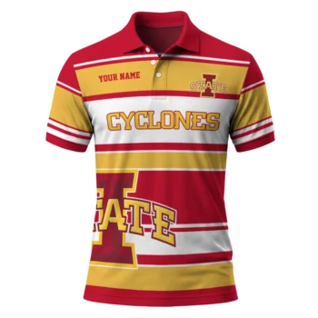 Iowa State Cyclones Polo Shirt Custom Horizontal Blocks Red Best Selling