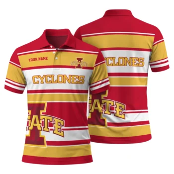 Iowa State Cyclones Polo Shirt Custom Horizontal Blocks Red Fashion Forward