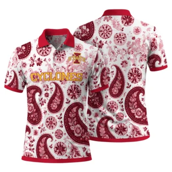 Iowa State Cyclones Polo Shirt Custom Paisley Florals Red White Fashion Forward