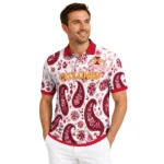Iowa State Cyclones Polo Shirt Custom Paisley Florals Red White Best Selling