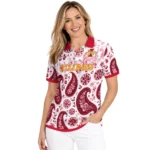 Iowa State Cyclones Polo Shirt Custom Paisley Florals Red White Best Selling