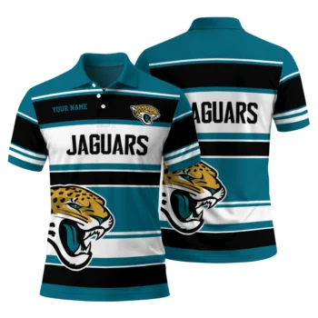 Jacksonville Jaguars Polo Shirt Custom Horizontal Blocks Teal Fashion Forward