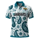 Jacksonville Jaguars Polo Shirt Custom Paisley Florals Teal White Best Selling