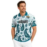 Jacksonville Jaguars Polo Shirt Custom Paisley Florals Teal White Best Selling