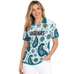 Jacksonville Jaguars Polo Shirt Custom Paisley Florals Teal White Best Selling