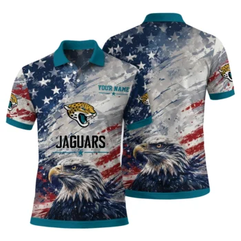 Jacksonville Jaguars Polo Shirt Custom Star Brushstrokes Teal Blue Fashion Forward
