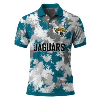 Jacksonville Jaguars Polo Shirt Customized Pixel Camo Teal Best Selling