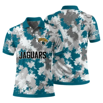 Jacksonville Jaguars Polo Shirt Customized Pixel Camo Teal Fashion Forward