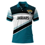 Jacksonville Jaguars Polo Shirt Customized Slanted Stripes Teal White Best Selling
