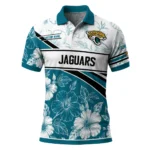 Jacksonville Jaguars Polo Shirt Personalized Floral Angles Teal White Best Selling