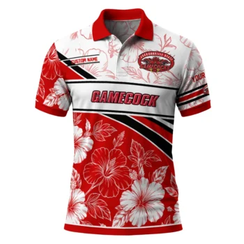 Jacksonville State Gamecocks Polo Shirt Custom Floral Angles Red White Best Selling