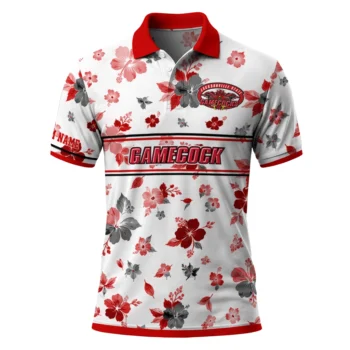 Jacksonville State Gamecocks Polo Shirt Custom Floral Pinstripe Red White Best Selling