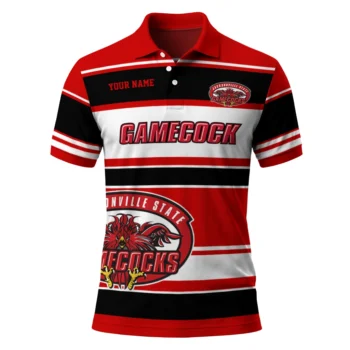Jacksonville State Gamecocks Polo Shirt Custom Horizontal Blocks Red Best Selling