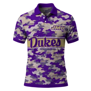 James Madison Dukes Polo Shirt Customized Camo Band Purple Best Selling