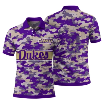 James Madison Dukes Polo Shirt Customized Camo Band Purple Fashion Forward