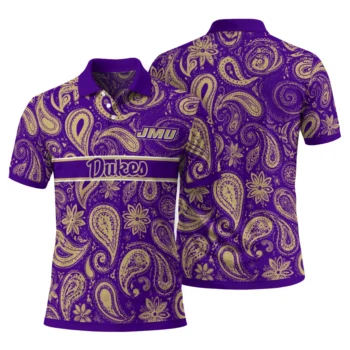 James Madison Dukes Polo Shirt Customized Paisley Band Purple Fashion Forward