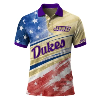 James Madison Dukes Polo Shirt Customized Star Stripes Red Blue Best Selling