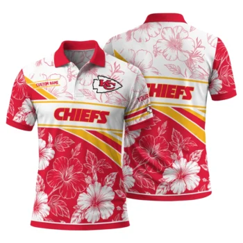 Kansas City Chiefs Polo Shirt Custom Floral Angles Red White Fashion Forward