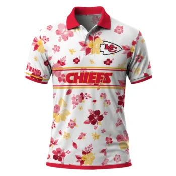 Kansas City Chiefs Polo Shirt Custom Floral Pinstripe Red White Best Selling