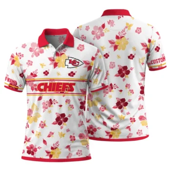 Kansas City Chiefs Polo Shirt Custom Floral Pinstripe Red White Fashion Forward
