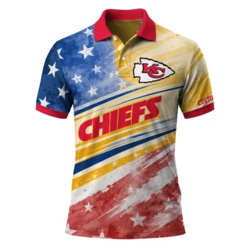 Kansas City Chiefs Polo Shirt Custom Star Stripes Red Blue Best Selling