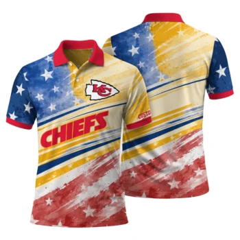 Kansas City Chiefs Polo Shirt Custom Star Stripes Red Blue Fashion Forward