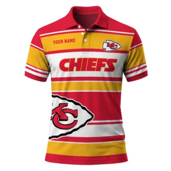 Kansas City Chiefs Polo Shirt Customized Horizontal Blocks Red Best Selling
