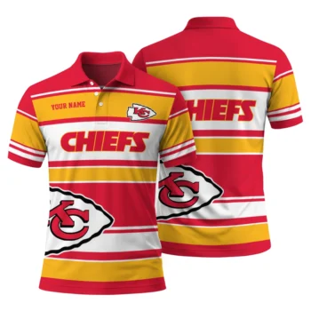 Kansas City Chiefs Polo Shirt Customized Horizontal Blocks Red Fashion Forward