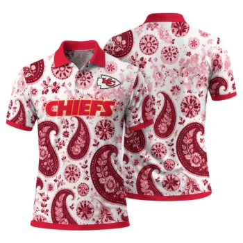 Kansas City Chiefs Polo Shirt Customized Paisley Florals Red White Fashion Forward