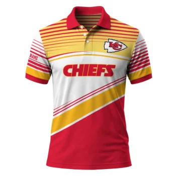 Kansas City Chiefs Polo Shirt Personalized Slanted Stripes Red White Best Selling