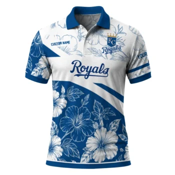 Kansas City Royals Polo Shirt Customized Floral Angles Royal Blue White Best Selling