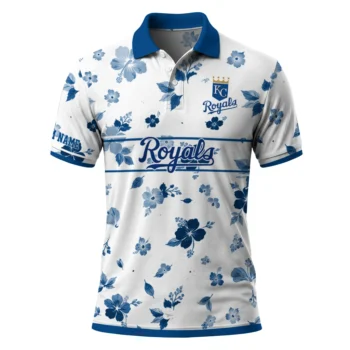 Kansas City Royals Polo Shirt Customized Floral Pinstripe Royal Blue White Best Selling