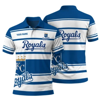 Kansas City Royals Polo Shirt Customized Horizontal Blocks Royal Blue Fashion Forward