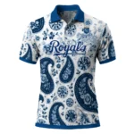 Kansas City Royals Polo Shirt Customized Paisley Florals Royal Blue White Best Selling