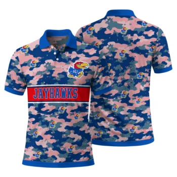 Kansas Jayhawks Polo Shirt Personalized Camo Band Blue Fashion Forward