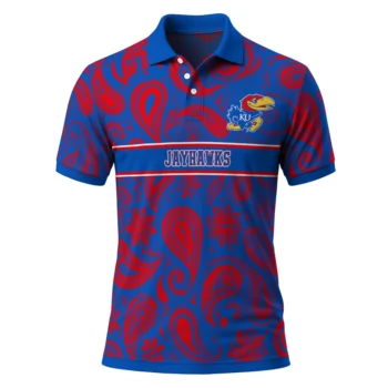 Kansas Jayhawks Polo Shirt Personalized Paisley Band Blue Best Selling