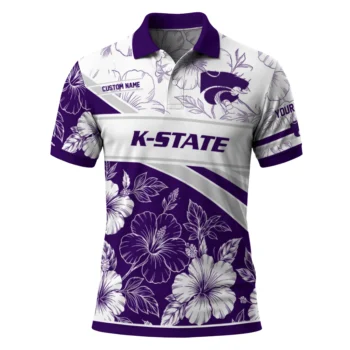 Kansas State Wildcats Polo Shirt Customized Floral Angles Purple White Best Selling