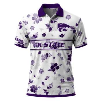 Kansas State Wildcats Polo Shirt Customized Floral Pinstripe Purple White Best Selling