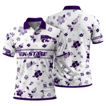Kansas State Wildcats Polo Shirt Customized Floral Pinstripe Purple White Fashion Forward