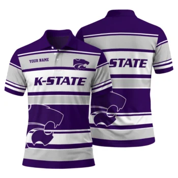 Kansas State Wildcats Polo Shirt Customized Horizontal Blocks Purple Fashion Forward