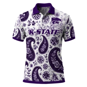 Kansas State Wildcats Polo Shirt Customized Paisley Florals Purple White Best Selling